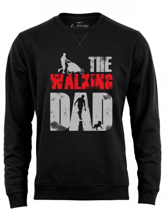 Foto van product Cotton Prime Sweatshirt ' Walking Dad ' lichtgrijs / zwart / wit