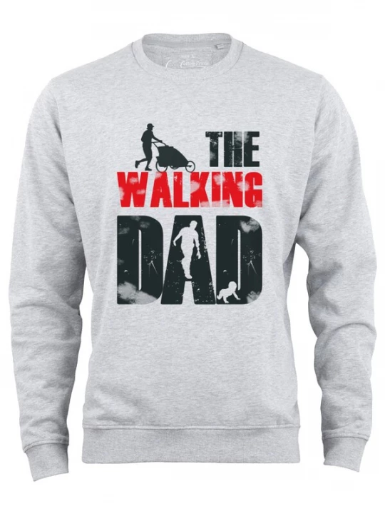 Foto van product Cotton Prime Sweatshirt 'Walking Dad ' stone grey / knalrood / zwart