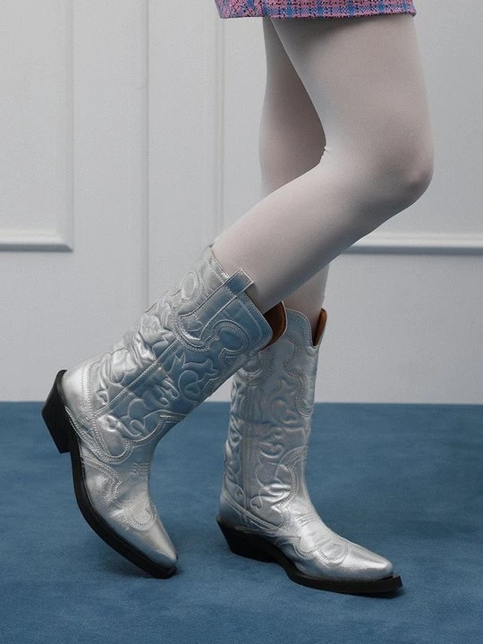 Foto van product Cowboy- / Bikerlaarzen Ganni zilverkleurig