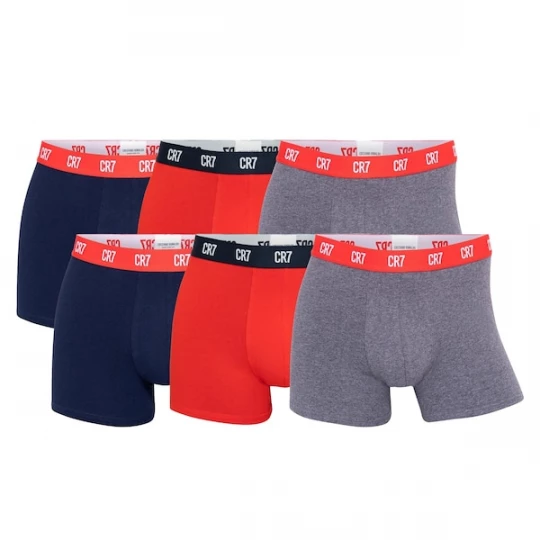 Foto van product CR7 - Cristiano Ronaldo Boxershorts donkerblauw / grijs gemêleerd / lichtrood / wit
