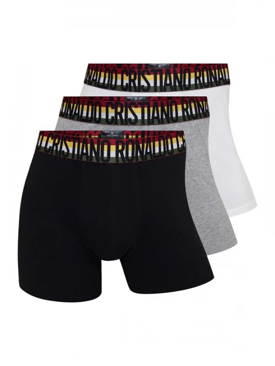 Foto van product CR7 - Cristiano Ronaldo Boxershorts 'World Cup Edition' grijs gemêleerd / zwart / wit