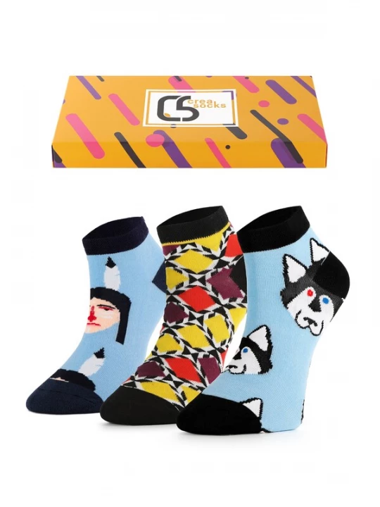 Foto van product Crea Socks Enkelsokken 'Mohikaner' gemengde kleuren
