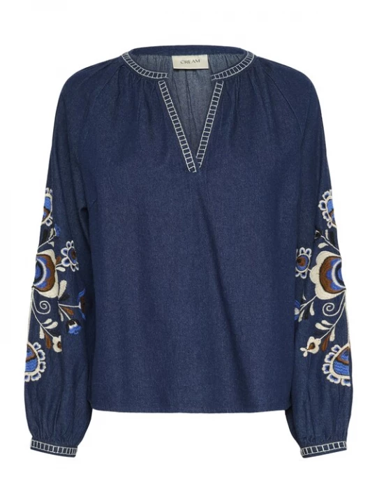 Foto van product Cream Blouse 'Gro' crème / blauw / navy / bruin