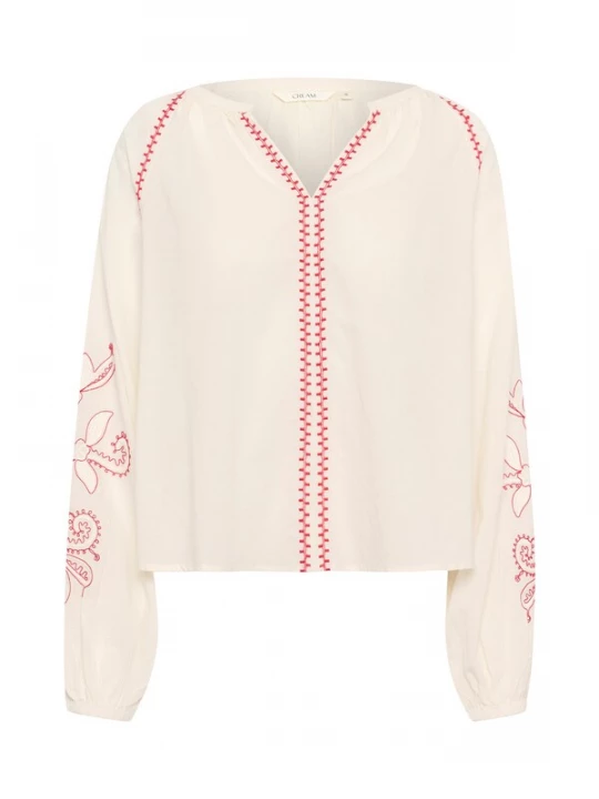 Foto van product Cream Blouse 'Jessica' crème / donkerroze