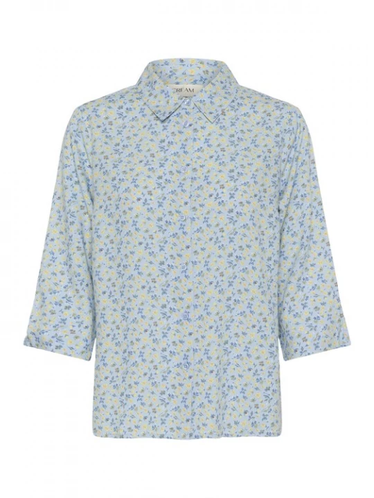 Foto van product Cream Blouse 'Tiah' azuur / donkerblauw / lichtgeel