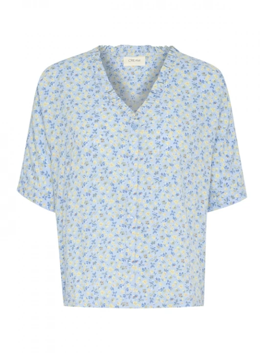 Foto van product Cream Blouse 'Tiah' opaal / hemelsblauw / pasteelgeel / groen