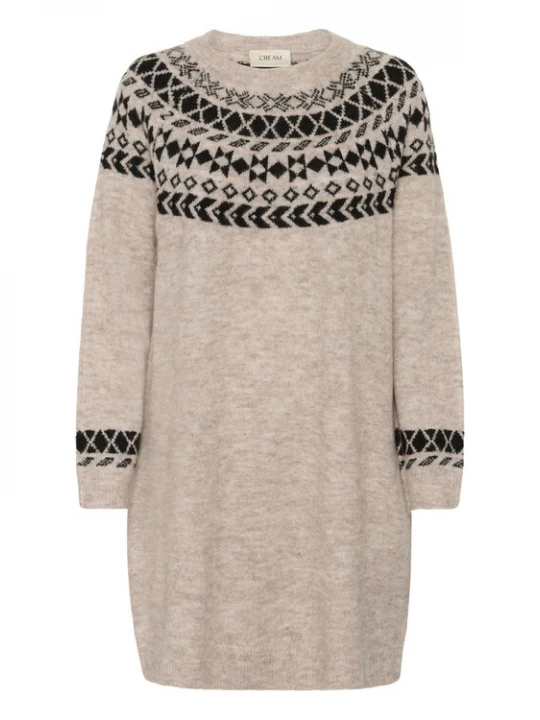 Foto van product Cream Gebreide jurk 'CRCherrie' beige gemêleerd / zwart