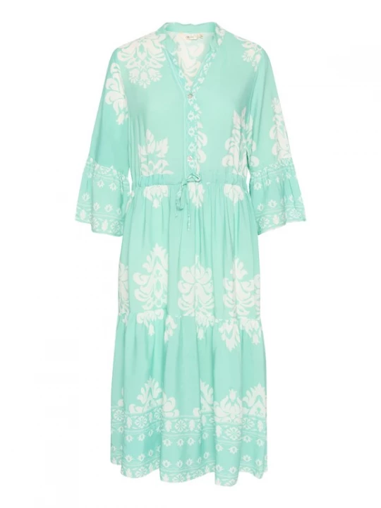 Foto van product Cream Jurk 'Koren' turquoise / wit