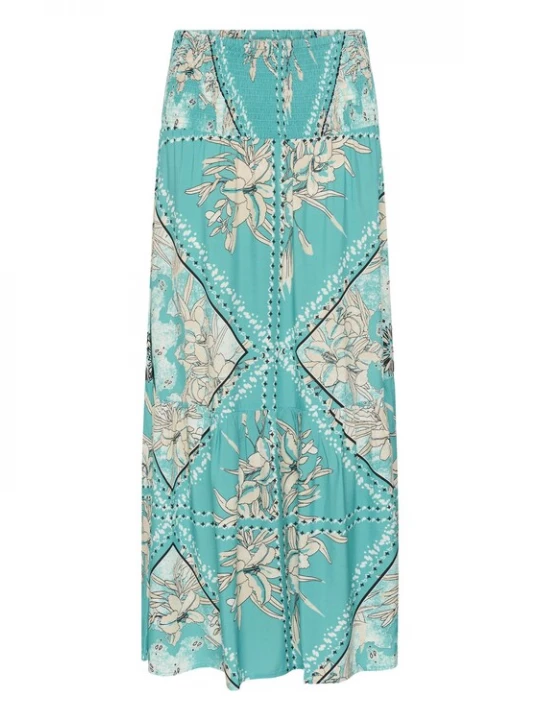 Foto van product Cream Rok 'CRTiah' lichtbeige / cyaan blauw / zwart