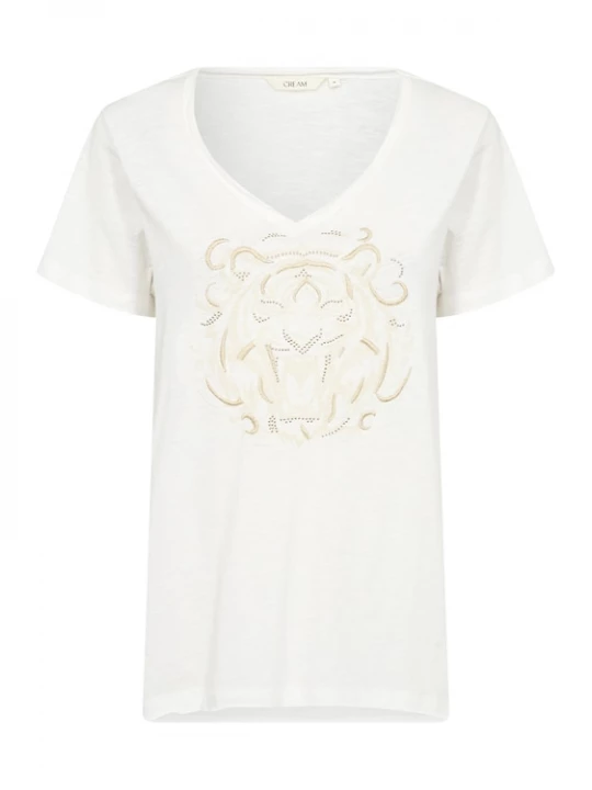 Foto van product Cream Shirt 'Tiva' goudgeel / pasteloranje / wit