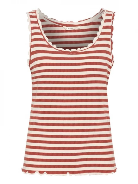 Foto van product Cream Top 'Ribba' beige / rood