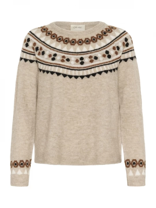Foto van product Cream Trui 'CRCherrie' beige gemêleerd / bruin / zwart / wit