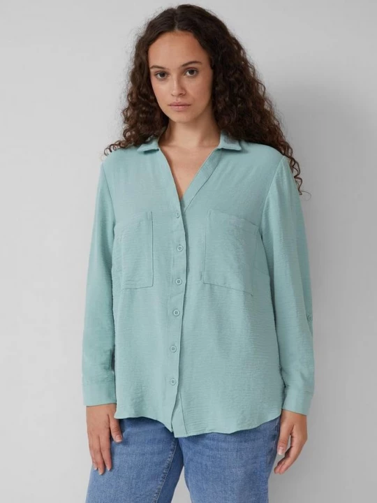 Foto van product Crêpe blouse met omgeslagen mouwen QS
