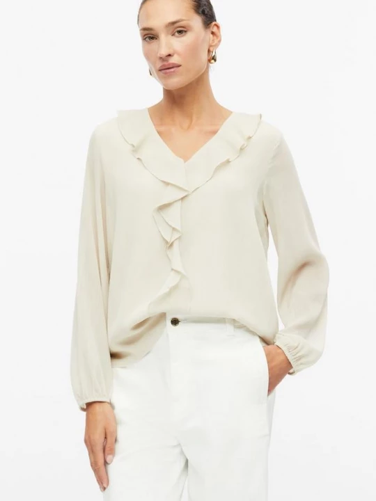 Foto van product Crêpe-blouse met volants s.Oliver beżowy