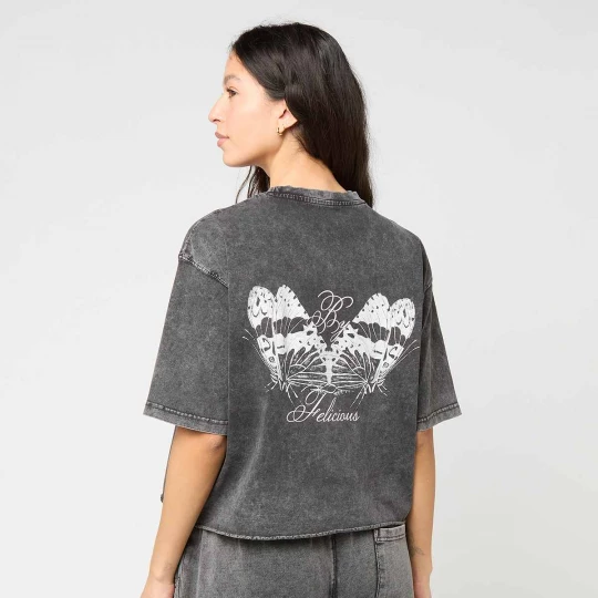Foto van product Cropped destroyed Tee Felicious grijs