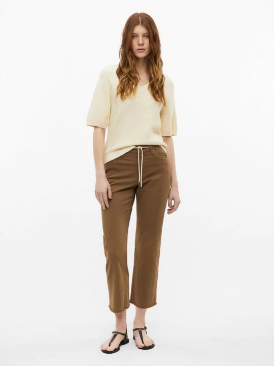 Foto van product Cropped jeans Karolin / normale pasvorm / halfhoog / rechte pijp / met franjes s.Oliver bruin