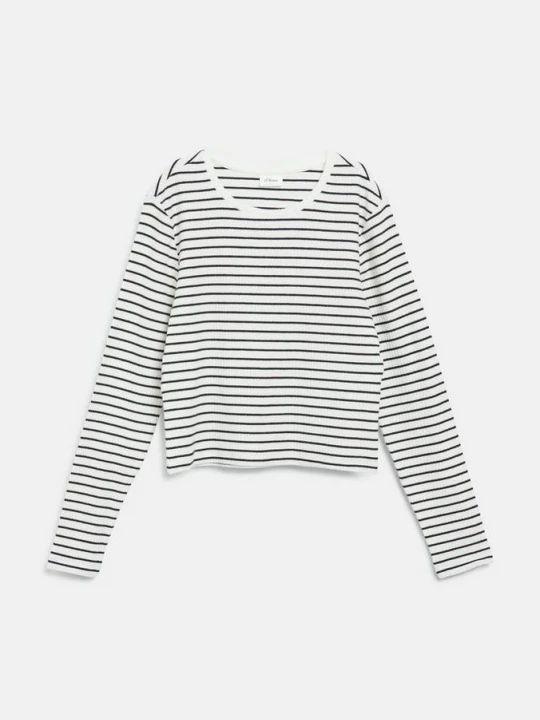 Foto van product Cropped longsleeve in slim fit met geribbelde structuur s.Oliver
