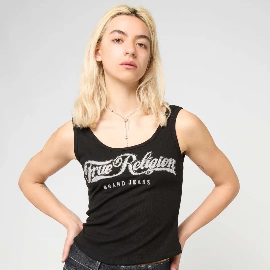 Foto van product Crystal Square Neck Rib Tank True Religion zwart