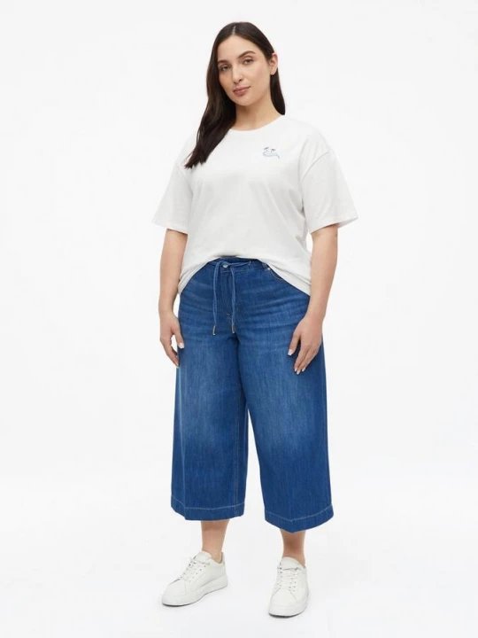 Foto van product Culotte jeans / Relaxed fit / Hoge taille / Wijde pijp / in een linnen mix s.Oliver blauw