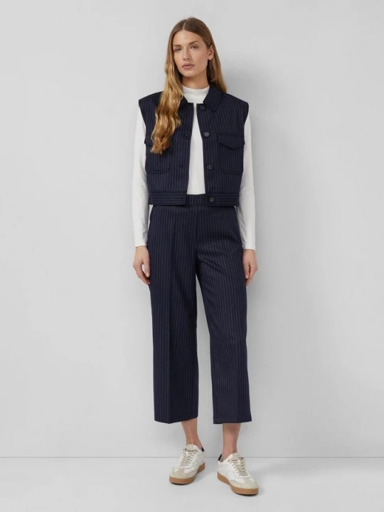 Foto van product Culottes met elastische tailleband en krijtstrepen s.Oliver blauw