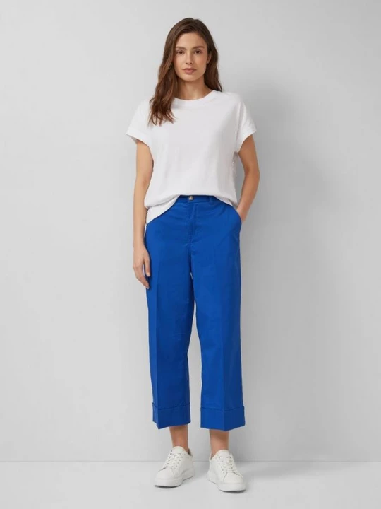 Foto van product Culottes met hoge taille en omslag s.Oliver blauw