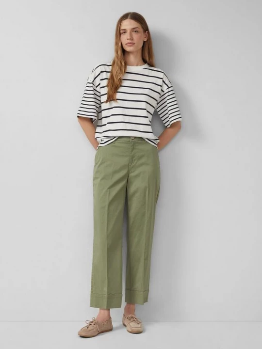 Foto van product Culottes met hoge taille en omslag s.Oliver olijfgroen
