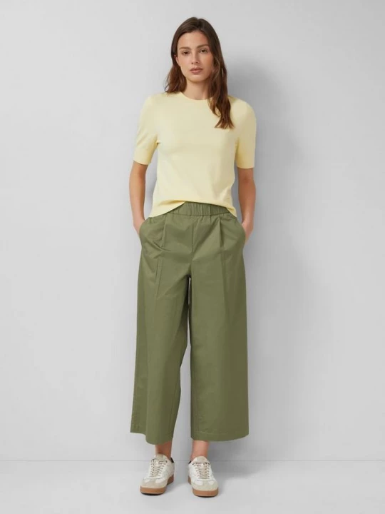 Foto van product Culottes met wijde pijpen in keperstof s.Oliver olijfgroen