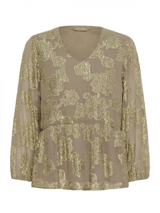 Foto van product CULTURE Blouse 'CUBuda' donkerbeige / goud / kaki