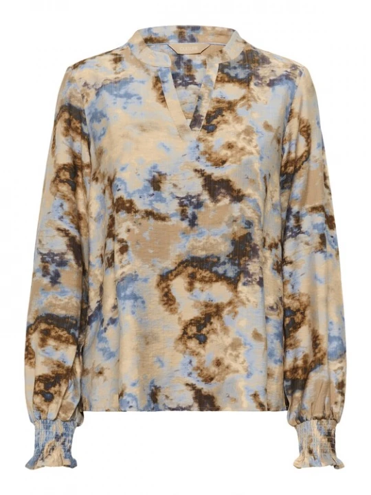 Foto van product CULTURE Blouse 'CUHizzy Greece' lichtblauw / cappuccino / donkerbruin