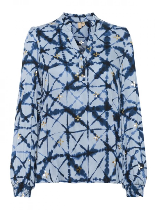 Foto van product CULTURE Blouse navy / lichtblauw / geel