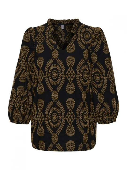 Foto van product CULTURE Blouse 'Utia' lichtbruin / zwart