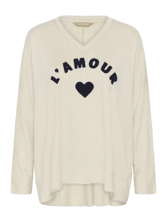 Foto van product CULTURE Trui 'Amour' beige gemêleerd / zwart