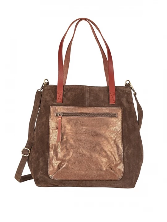 Foto van product Curuba Shopper 'Rogen' cognac / donkerbruin / rose-goud
