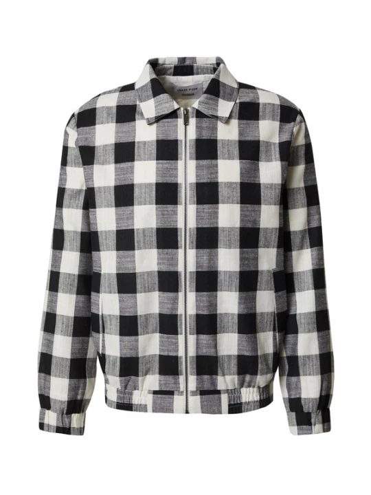 Foto van product DAN FOX APPAREL Tussenjas 'Ilja' grijs gemêleerd / zwart / offwhite
