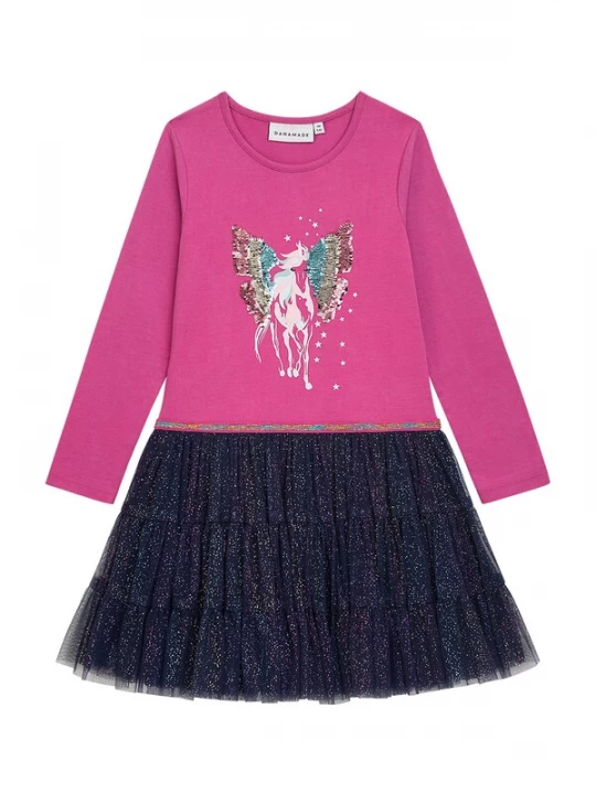 Foto van product Danamade Jurk cyaan blauw / donkerblauw / pink / rosa