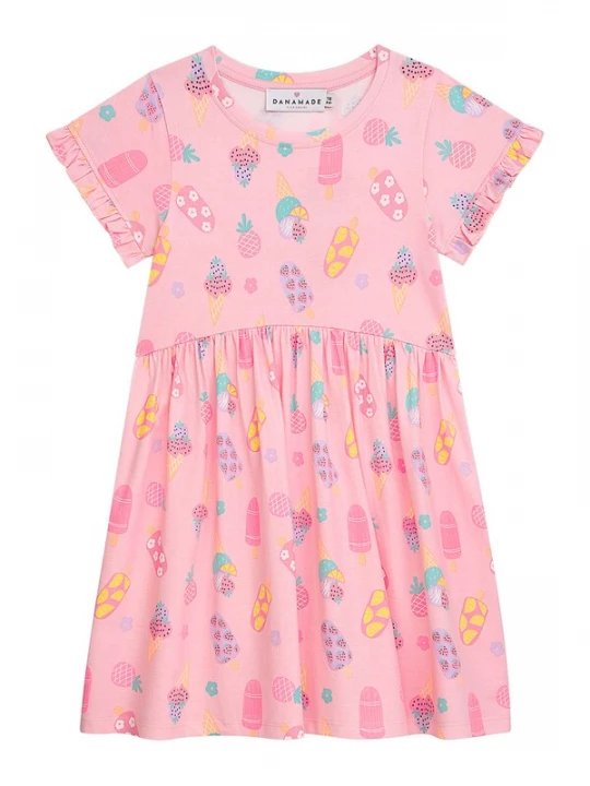 Foto van product Danamade Jurk geel / lila / rosa / lichtroze