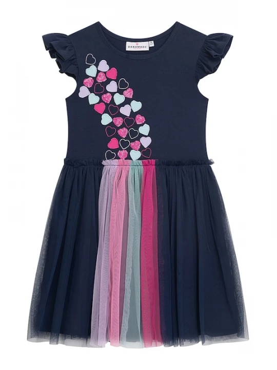 Foto van product Danamade Jurk navy / mintgroen / sering / pink