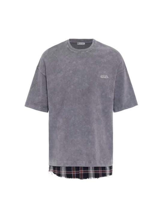 Foto van product Dandalo Shirt 'Jacky' donkergrijs / pastelrood / wit