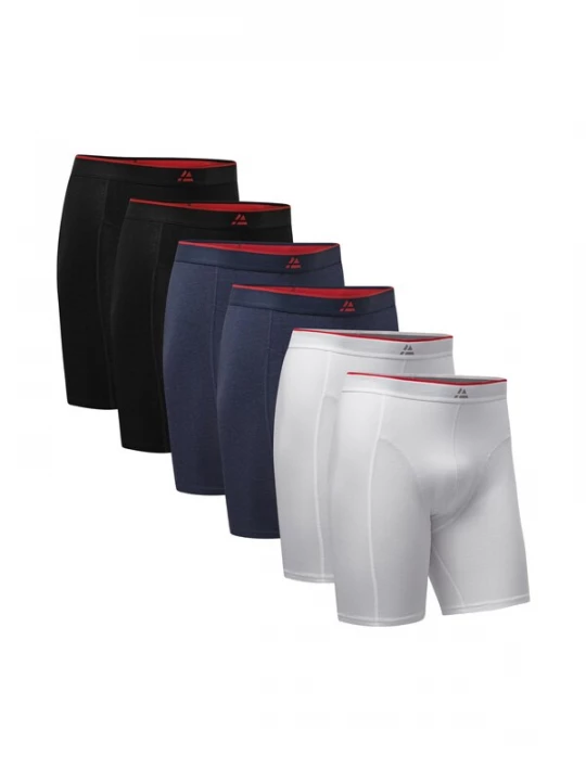 Foto van product DANISH ENDURANCE Boxershorts 'Bamboo Extra Long Trunks' donkerblauw / rood / zwart / wit