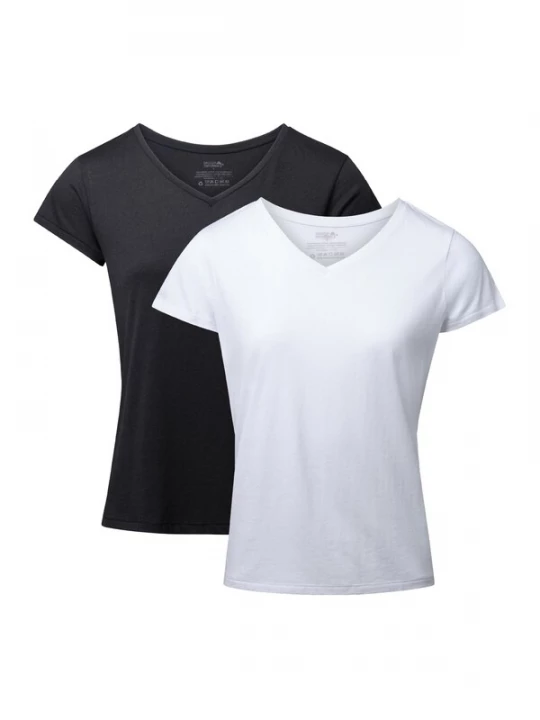 Foto van product DANISH ENDURANCE Shirt 'Ease V-Neck' zwart / wit