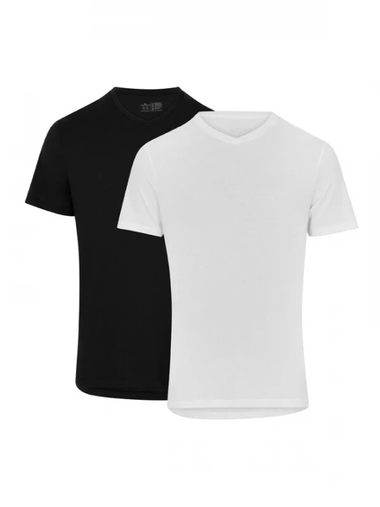 Foto van product DANISH ENDURANCE Shirt 'Ease V-Neck' zwart / wit