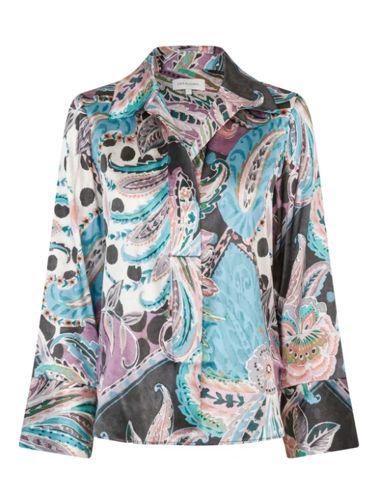 Foto van product Dea Kudibal Blouse 'Janet' lichtblauw / groen / rosa / zwart