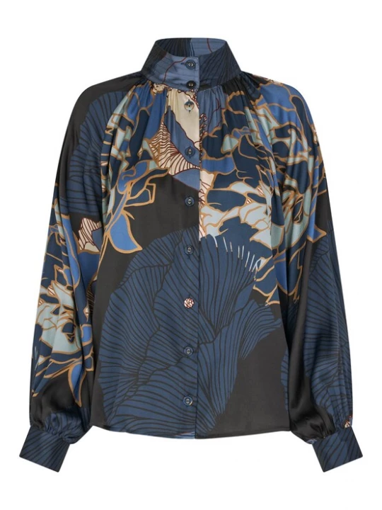 Foto van product Dea Kudibal Blouse 'Nita' beige / blauw / lichtblauw / zwart