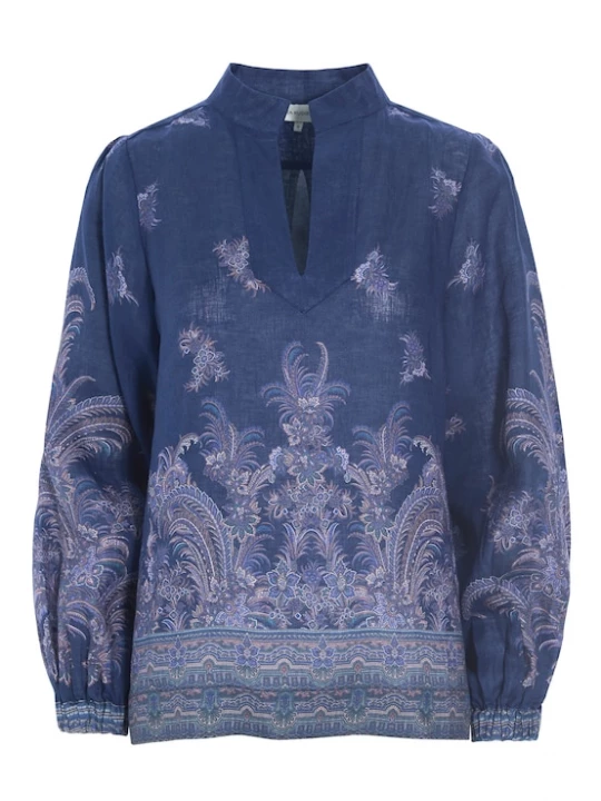 Foto van product Dea Kudibal Blouse 'Tustidea' indigo / donkerblauw / lichtbruin / wit