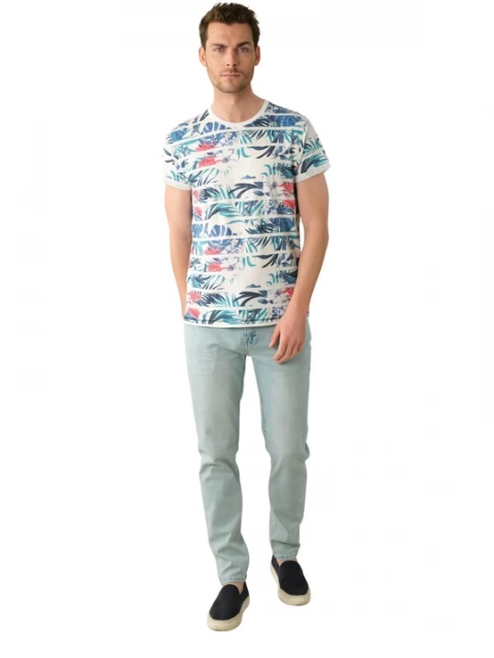 Foto van product Deeluxe Shirt 'Caribbean' donkerblauw / petrol / framboos / wit