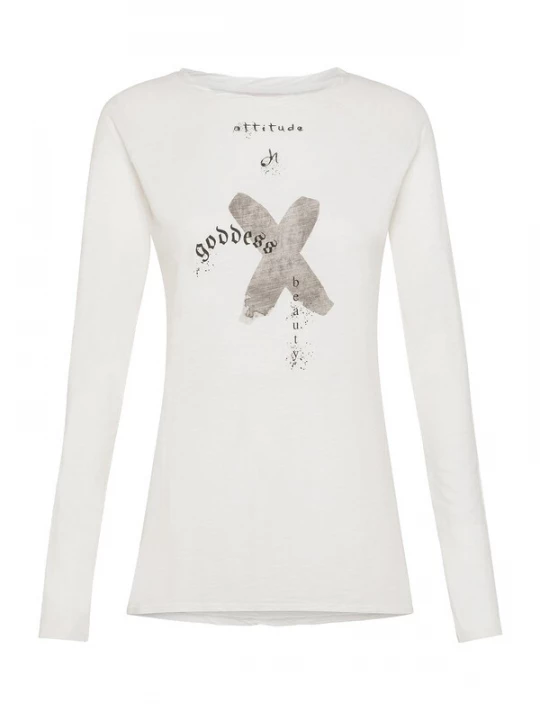 Foto van product DEHA Shirt donkerbruin / taupe / wit