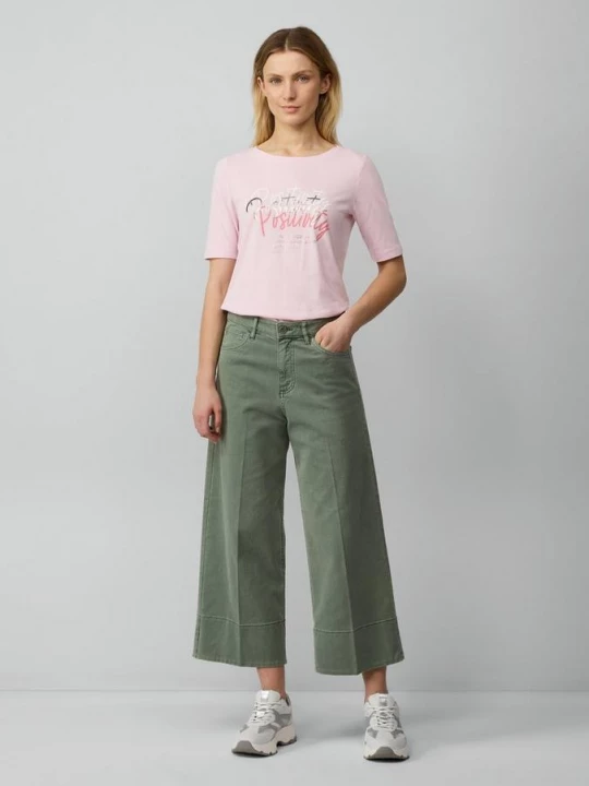 Foto van product Denim broek / normale pasvorm / hoge taille / wijde pijp / geperste plooien s.Oliver groen