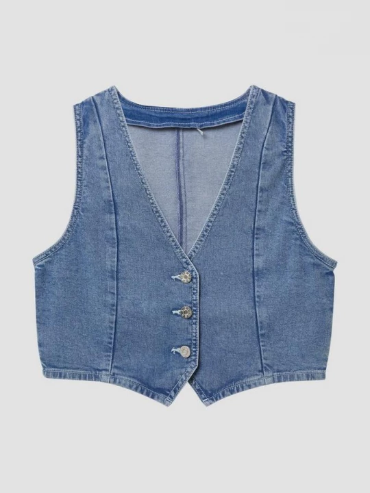 Foto van product Denim gilet met glitterafwerking s.Oliver blauw