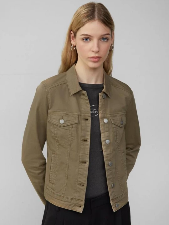 Foto van product Denim jack in een slanke pasvorm QS olijfgroen
