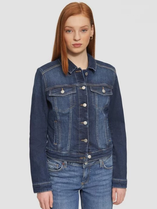 Foto van product Denim jack in een smal model met authentieke garment wash QS blauw